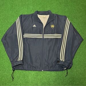 Vintage 90s Adidas Striped Jacket, Notre Dame Fighting Irish Windbreaker (XL)